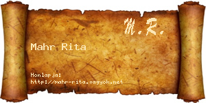 Mahr Rita névjegykártya
